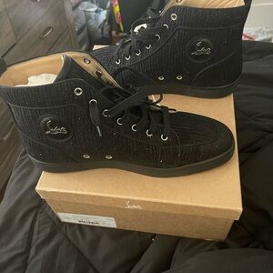 Christian Louboutin Black Louis Orlato Flat 45.5 black with metallic specs